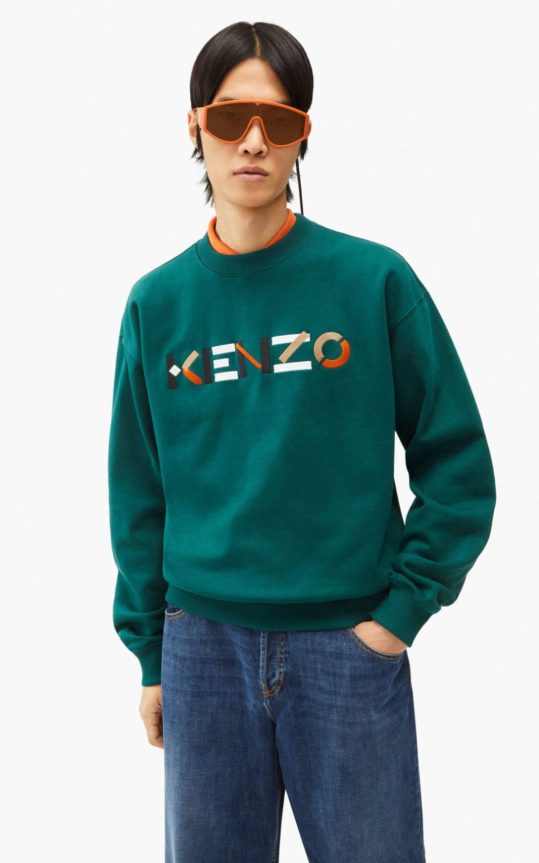 Kenzo Logo oversized multicoloured Sweatshirt Herre - Blå DK-181865